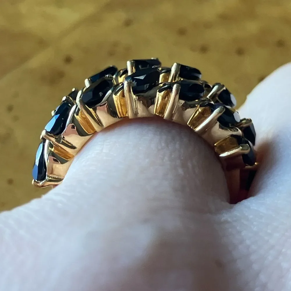Natural Black Spinel Sterling Silver Stackable Ring Set Size 6